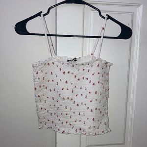 Cherry straight neck smocked tank